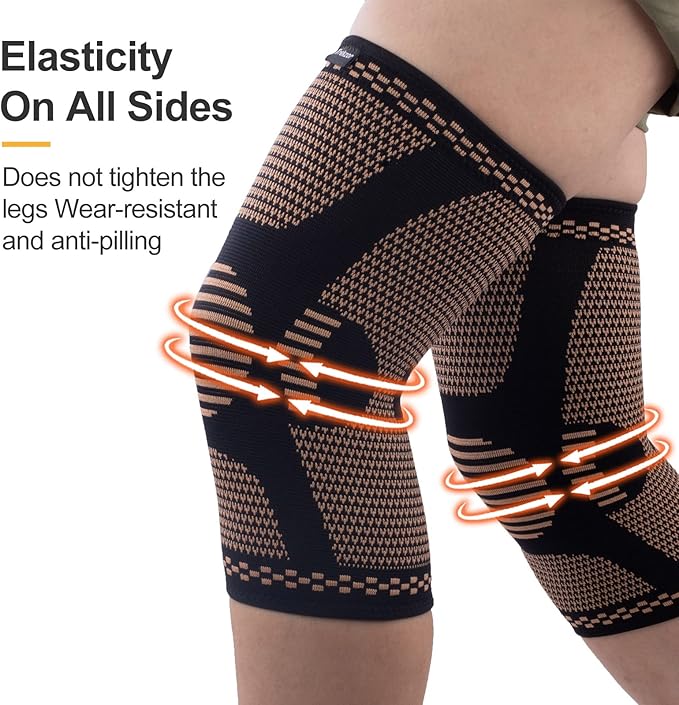 Knee Brace for Women and Men, Knee Compression Sleeve for Running, Workout, Hiking, and Fitness, Knee Brace for Arthritis Pain and Support (Pair, Black, Medium)