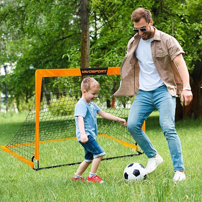 Kids Soccer Goals for Backyard Set - 2 of 4' x 3' Portable Soccer Goal Training Equipment, Pop Up Toddler Soccer Net with Soccer Ball, Soccer Set for Kids, Youth Outdoor Games, Sports, Play