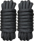 Boat Dock Lines 3/4" x 20' - Double Braided Nylon Boat Ropes for Docking with 15" Loop, Marine-Grade High Strength Boat Lines Dock Rope, Premium Marine Rope Mooring Lines, Easy Handling - 2 Pack,Black