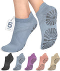 unenow 5 Pairs Pilates Socks for Women Non Slip Socks with Grips for Yoga Hospital Barre Barefoot