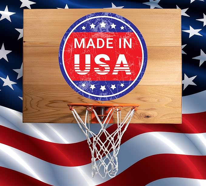 Elite Mini Basketball Hoop & Ball Set, Wall Mount, Indoor Made in The USA Cedar Backboard. Includes 9” Hoop, Net, Pump & 5 Mini Basketballs.