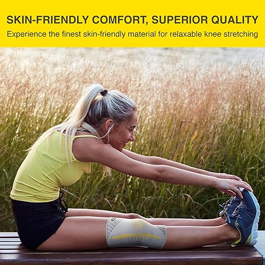 Bracoo 2 Pack Knee Compression Sleeves for Men and Women – Knee Support Brace for Running, Workout, Pain Relief, Meniscus Tear, Arthritis, Joint Recovery, Sports Injury, KE92