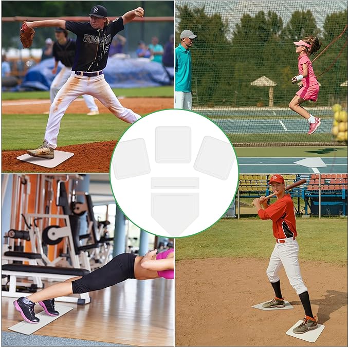 Baseball & Softball 5 Piece Base Set + 5 Piece Plastic Training Balls - Improve Power and Agility - Baseballs Accessories Fun for All Ages