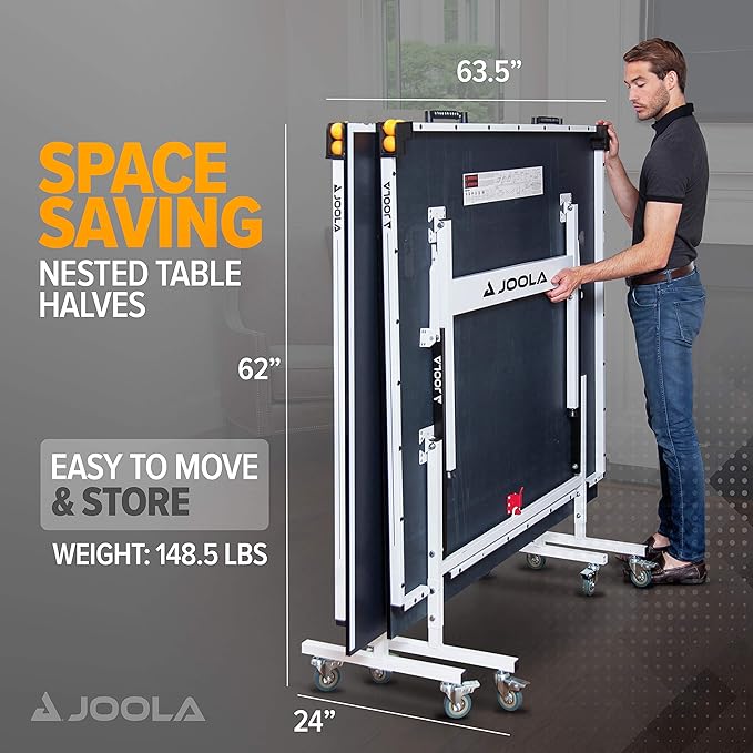 JOOLA Rally TL Professional MDF Indoor Ping Pong Table w/Quick Clamp Table Tennis Net & Post Set - 10 Minute Easy Assembly - Corner Ball Holders - Tournament Quality - Includes Playback Mode