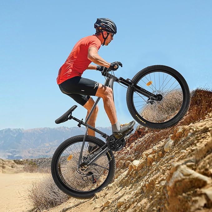 20 24 26 Inch Mountain Bike, 20 inch 7 Speeds Steel Kids Fat Tire Mountain Bike, 24 26 inch Aluminum Frame Boys Bike, Front Suspension Dual Disc Brake Teens Sport Bikes for Kids Boys Girls
