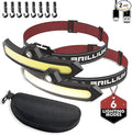 2 Pack LED headlamp rechargeable, 1200 mAh battery head lamp with 6 lightning modes, Red safety headlight with adjustable light angle, led headlights high and low beam for camping, hiking, running