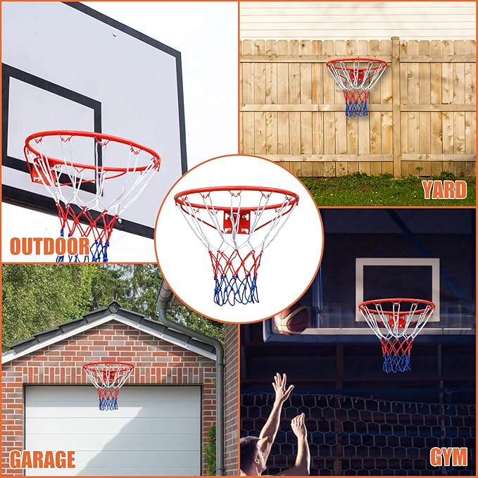 Basketball Rim Goal 18 ", Replacement Basketball Rim Goal Hoop Net for Indoor Outdoor
