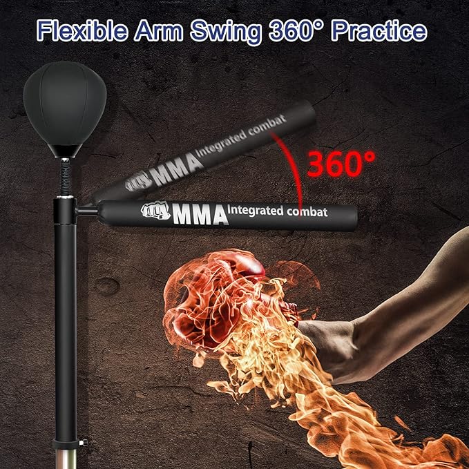 INNOLIFE Boxing Speed Trainer,Boxing Spinning Bar with Speed Bag Free Standing Adjustable Height from 4.8 ft-6 ft
