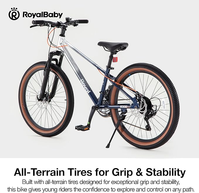 RoyalBaby Kids Mountain Bike for Boys and Girls, Ultra-Light Aluminum 20-24 Inch Wheel Bicycle for 6-14 Years Old Children, 7/21-Speeds Drivetrain