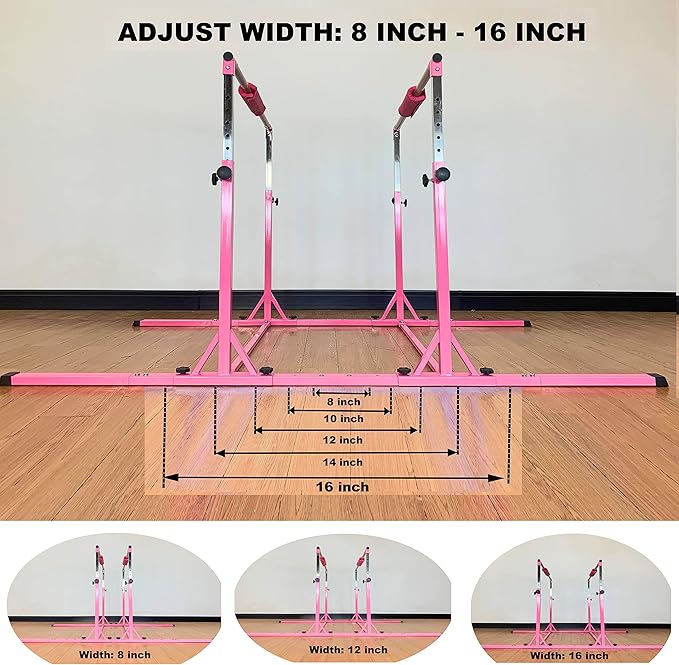 MARFULA Gymnastics Double Horizontal Bars 3Play Parallel Bars Uneven Bars Gymnastics Training Kip Bar with 304 Stainless Steel Regulating Arms & Fiberglass Rail for Indoor Outdoor Home Club Use