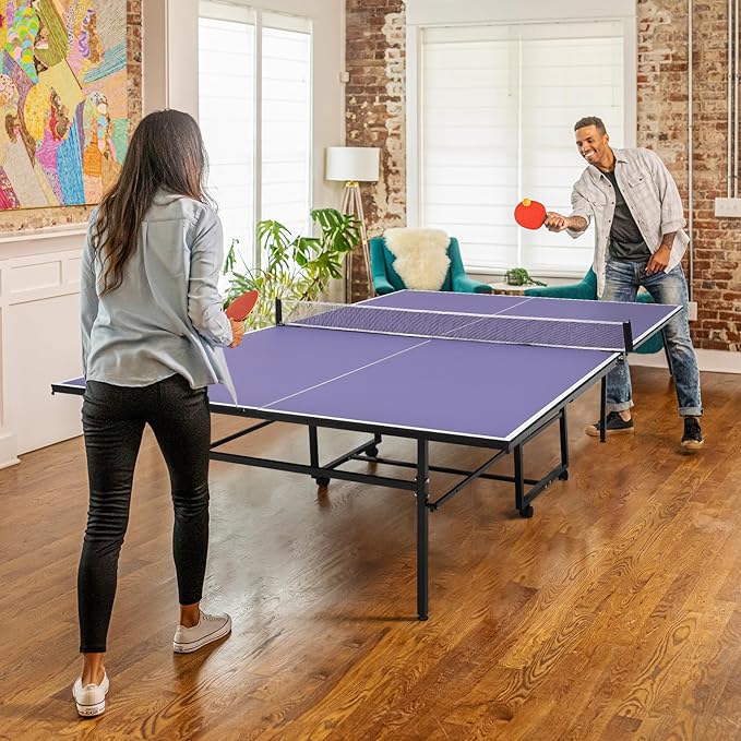 Garvee Portable Ping Pong Table,9FT/8FT /6FT Professional Indoor/Outdoor Table Tennis Tables Game with Net for Adults/Teens,2 Tennis Paddles and 3 Balls- Quick Assembly