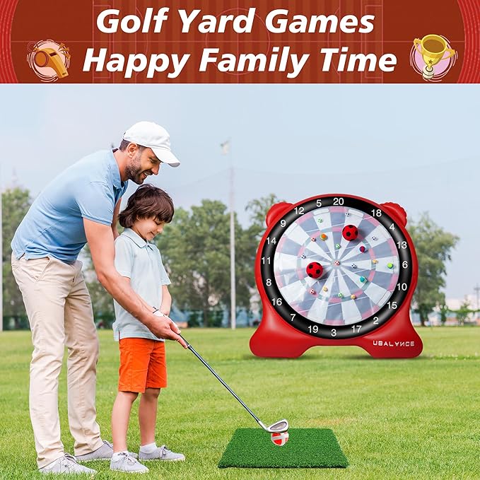 UBALANCE Giant Inflatable Dart Board for Adults, 6ft Outdoor Yard Games with 26 Sticky Balls, Soccer Tennis Golf Fun, Carnival Backyard Party & Lawn Sports