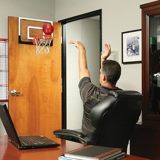 Larger 17" x 12" Indoor Basketball Hoop with 9" Large Dunk Rim for Kids, Over The Door Basketball Hoop 4 Balls, Wall Mount Hoops for Yard Outdoor Shatterproof Backboard- Complete Accessories Included