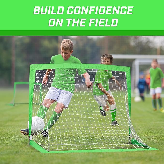 GoSports 4 x 3 ft Portable Soccer Goals for Kids - 13 Colors - Set of 2 Team Tone Pop Up Nets for Backyard