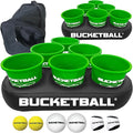 BucketBall | Team Color Edition | Party Pack (Green/Green): Original Yard Pong Game: Best Camping, Beach, Lawn, Outdoor, Family, Adult, Tailgate, Jumbo, Giant Game