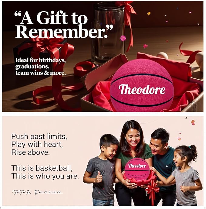 Custom Personalized Basketball – Official Size 7/6 | Leather Indoor/Outdoor Basketball Ball with Name | Idea Gifts