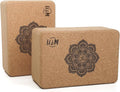 U&M Cork Yoga Blocks 2 Pack Set,Natural Cork High Density 9"x6"x4" Yoga Blocks Odor-Resistant Non-Slip for Yoga, General Fitness, Pilates, Stretching and Toning