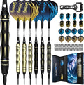 IgnatGames Premium Soft Tip Darts – 6/12 Pack Brass Barrels with Aluminum Shafts, 16 GlideXPro Flight Set, Tool Kit, Giftable Case & 100 Extra Tips