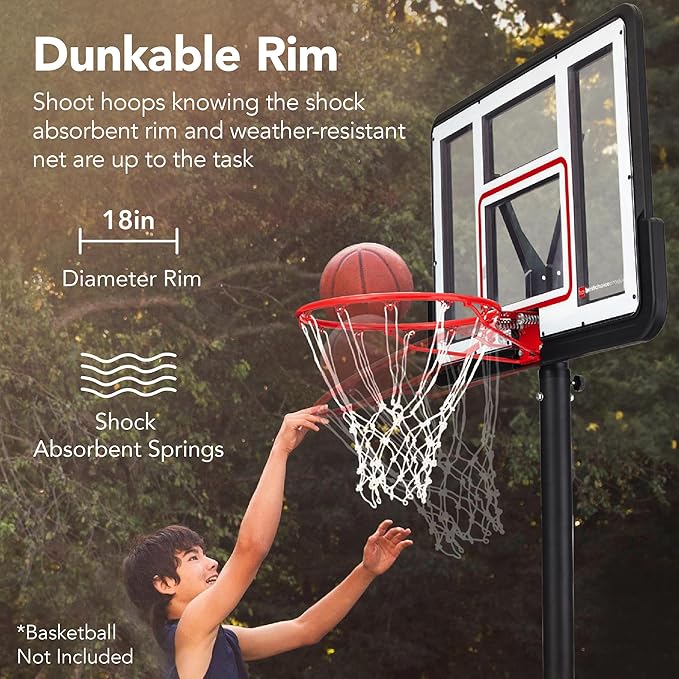 Best Choice Products 10ft Regulation Basketball Hoop, 7.5-10ft Height Adjustable Outdoor Goal w/Shock Absorbent Rim, Base Gel, 2 Wheels