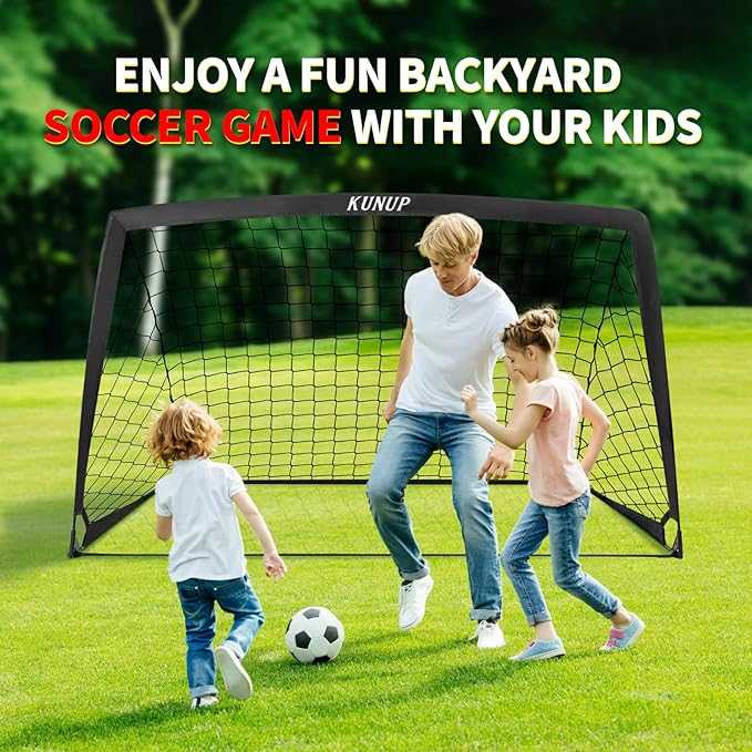 2 Pack Kids Soccer Goal for Backyard Set 5x3FT Portable Pop Up Soccer Net Training Equipment with Soccer Ball, Training Dice Mat, Cones and Carry Bag for Youth Toddler Teams Indoor Outdoor Sport Game