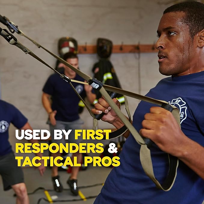 TRX Unisex Tactical Gym Suspension Trainer, Home Gym Kit, Fitness Training Designed for Military Veterans, Home Gym System with Exercise Straps - Olive