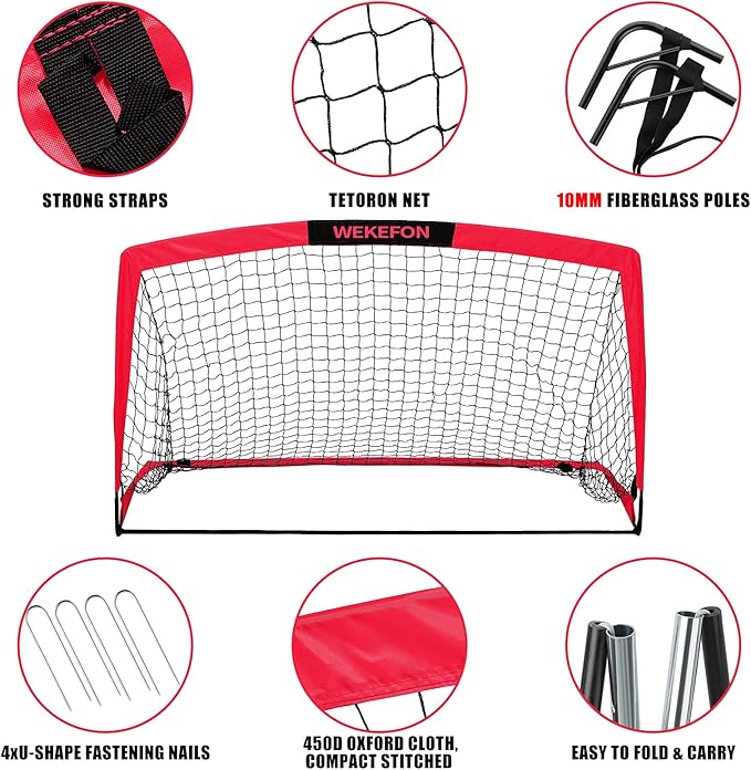 Soccer Goal 5' x 3.1' Portable Soccer Net with Carry Bag for Backyard Games and Training for Kids and Youth Soccer Practice, 1 Pack