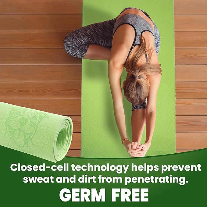 Mat-Essential Green TPE, Latex-free, Eco-friendly, Non-toxic, Non-slip, thick mat 6' x 2' x 8mm and a Donation to Charity