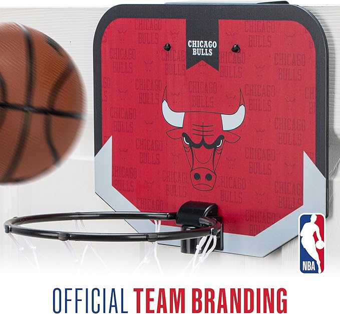 Franklin Sports NBA Team Over The Door Basketball Hoop - Kids Indoor Mini Basketball Hoop with Basketball - NBA Fan Shop Mini Hoop for Bedroom & Office