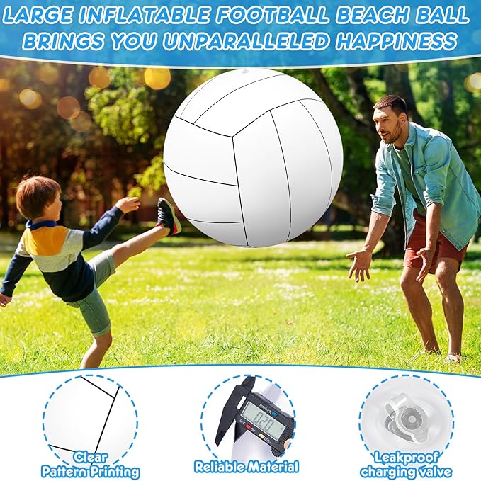 Lewtemi Giant Inflatable Sports Balls Large Inflatable Beach Ball Baseballs Soccer Rainbow Basketball Football for Sport Birthday Party Favor(2 Pcs,Baseball, Volleyball,40 Inch)