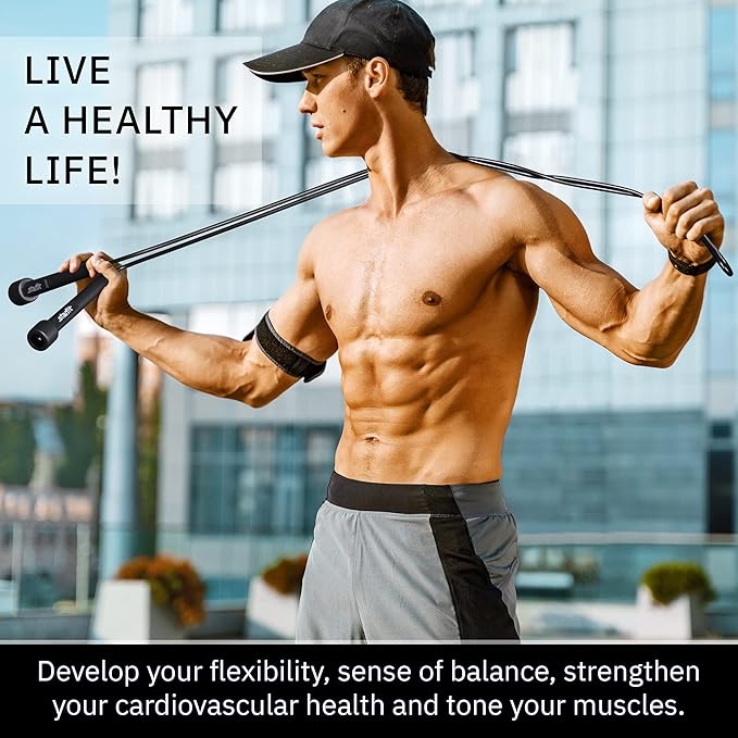 STARFIT Lightweight Jump Rope for Fitness and Exercise, Adjustable Jump Ropes with Plastic Handles, Cardio and Endurance Training, Jumping Rope for Workout