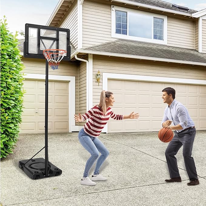 Basketball Hoop Outdoor 10FT Height Adjustable, Portable Basketball Goals & Hoops with PC Backboard and Large Water/Sand Base, Indoor Outdoor Basketball Hoop for Kids Youth Adults Backyard Driveway