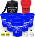 BucketBall | Team Color Edition | Combo Pack (Navy Blue/Red): Original Yard Pong Game: Best Camping, Beach, Lawn, Outdoor, Family, Adult, Tailgate, Jumbo, Giant Game