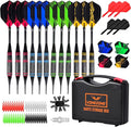 Darts Plastic Soft Tip, Professional Dart Set, 12Pcs 18Gram with 120 Extra Tips, 6 One-Piece Dart Wings, Flight Protector, Tool Wrench, Storage Case, Darts Set for Electronic Dartboard