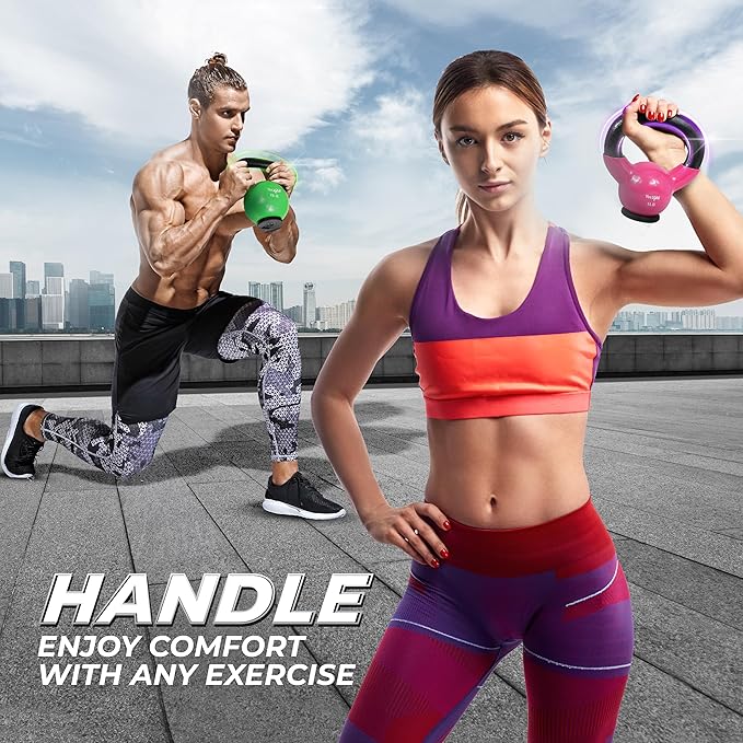Yes4All Kettlebells Rubber Base, Kettlebell Set for Women, Strength Training Kettlebells Weights (10-65 lbs)