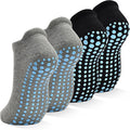 SkiBeaut Grips Non Slip Socks for Women, 4 Pairs Yoga Pilates Anti Skid Woman Hospital Gripper Socks (5-12)