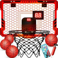 ropoda Indoor Basketball Hoop, Mini Hoop with Remote Controll, 7 LED Lights, 3 Modes Scoreboard, Mini Hoop with 4 Balls Over The Door, Basketball Hoop Indoor, Toys Gifts for Kids Adults