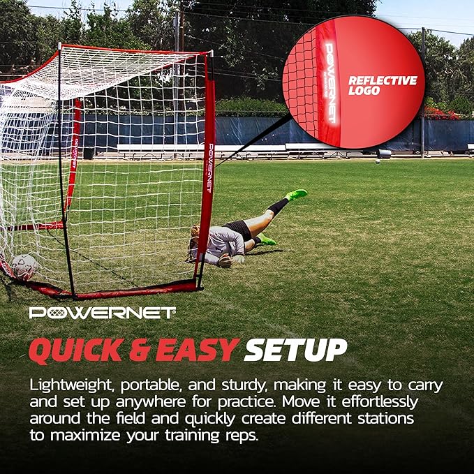 PowerNet Soccer Goal for Backyard, 3Mx2M / 12x6 FT Portable Soccer Net, Sports & Outdoors Training Equipment, 1 Goal & Zipper Storage Bag