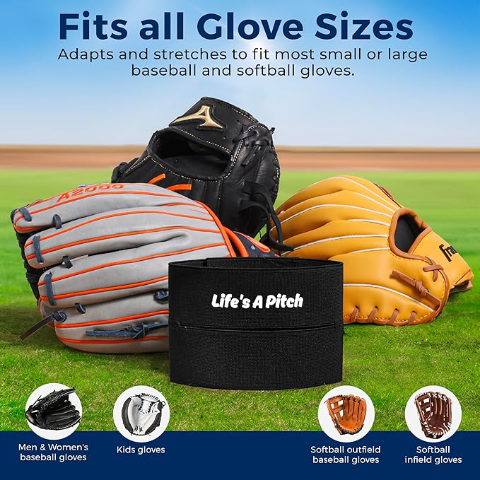 TOFL Baseball Glove Wrap | Premium Elastic Band for Perfect Glove Shape, Break-in & Maintenance | Shape Locker for Men’s & Women’s Softball, Adult & Youth Baseball Mitts, Fits Big & Small Sizes