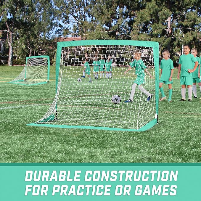 GoSports 4 x 3 ft Portable Soccer Goals for Kids - 13 Colors - Set of 2 Team Tone Pop Up Nets for Backyard