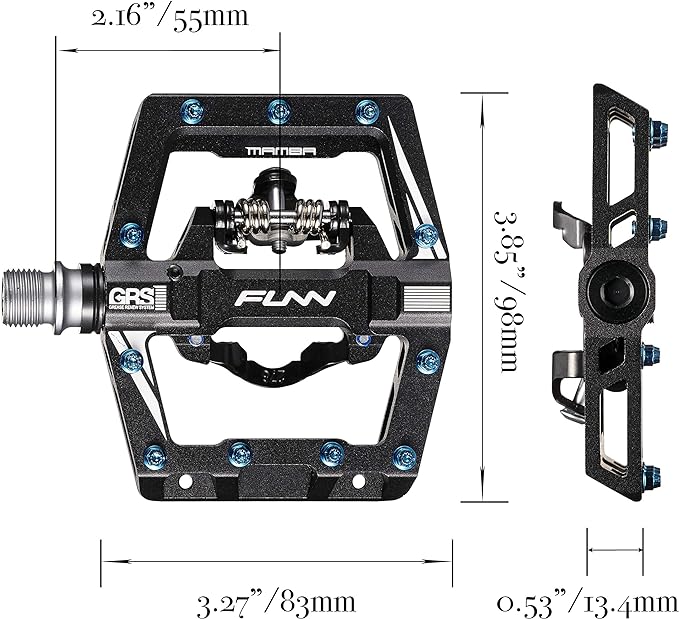 Funn Mamba S MTB Clipless Pedals, Single Sided Clip Mountain Bike Pedals, Compatible with SPD Cleats, 9/16-Inch CrMo Axle Bicycle Pedals for MTB/BMX/Gravel Cycling