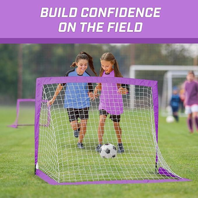 GoSports 4 x 3 ft Portable Soccer Goals for Kids - 13 Colors - Set of 2 Team Tone Pop Up Nets for Backyard