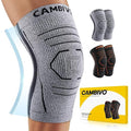 CAMBIVO Essential Series Knee Brace for Women and Men with Side Stabilizer (2 Pack), Lightweight Knee Compression Sleeves for Knee Pain Relief, Running, Workout and Daily Activities (Gray, X-Large)
