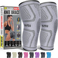 Knee Brace for Women & Men, 2 Pack Compression Knee Brace, Knee Support Sleeve for Pain Relief, Running, Workout, Sports, Knee Braces for ACL, Meniscus Tear, Arthritis and Injury Recovery Gray M