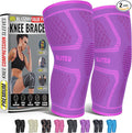 Knee Brace for Women & Men, 2 Pack Compression Knee Brace, Knee Support Sleeve for Pain Relief, Running, Workout, Sports, Knee Braces for ACL, Meniscus Tear, Arthritis and Injury Recovery Purple S