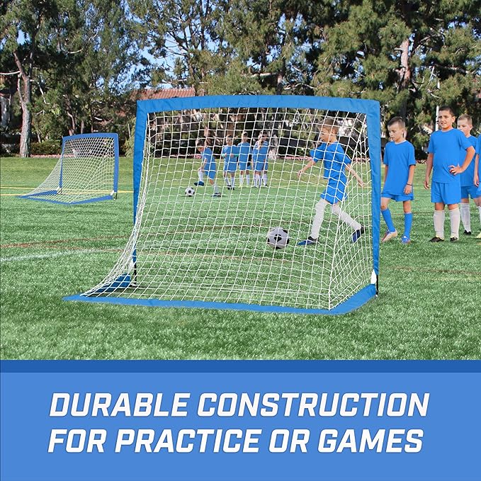 GoSports 4 x 3 ft Portable Soccer Goals for Kids - 13 Colors - Set of 2 Team Tone Pop Up Nets for Backyard