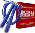 WOD Nation Adjustable Jump Rope - Blue, 10 ft Adjustable Length - High-Speed Cable Skipping Rope with Smooth 360° Rotation - Aluminum Grip Handles for Boxing & HIIT Fitness