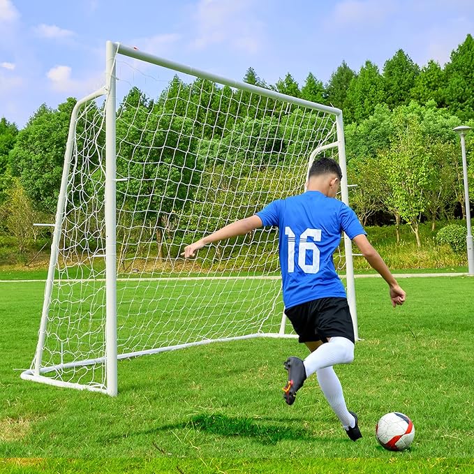 Soccer Goal 12×6, 8×6 and 6×4 FT Soccer Goals for Backyard, 2"Diameter Steel Soccer Goal for Kids and Adults Large soccer goal Powder Coated Galvanized Steel Post With Soccer Target Net for Training