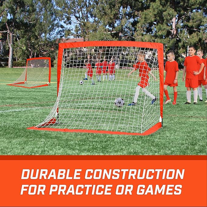 GoSports 4 x 3 ft Portable Soccer Goals for Kids - 13 Colors - Set of 2 Team Tone Pop Up Nets for Backyard