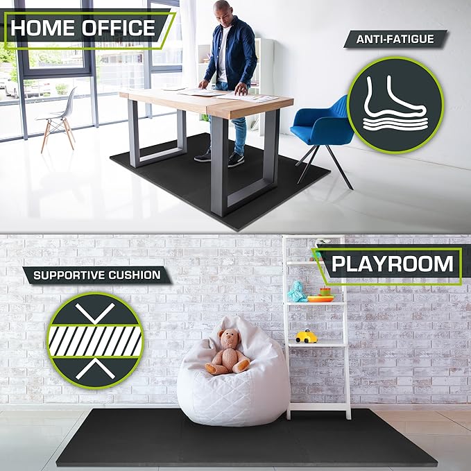 ProsourceFit Extra Thick Puzzle Exercise Mat ¾” and 1", EVA Foam Interlocking Tiles for Protective, Cushioned Workout Flooring for Home and Gym Equipment