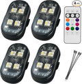 4PCS Wireless LED Strobe Lights with Remote Control, RGB 8 Colors Multifunction, USB Charging Waterproof Anti-Collision Tail Warning Mini Light for Car Motorcycle Trucks Bike Drone Aircraft (4)